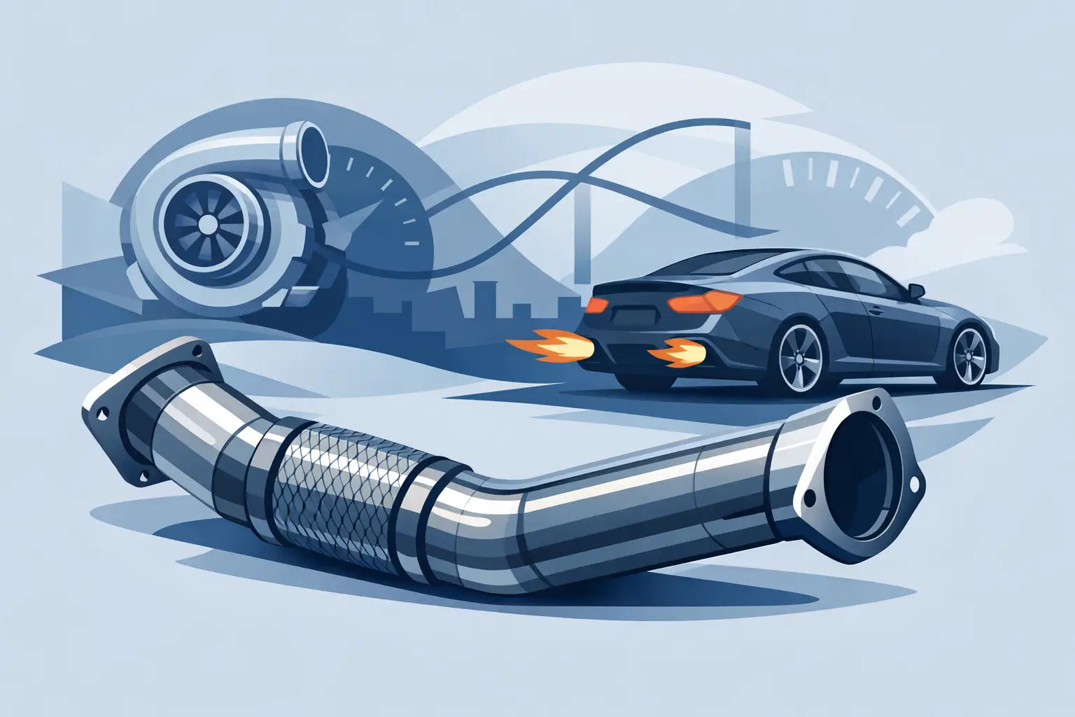 Downpipe voor turbo auto met de juiste afstemming