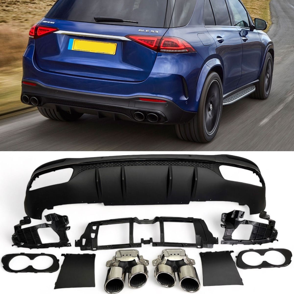 Sport Diffuser geschikt voor Mercedes V167 GLE-Klasse SUV met AMG-Line + uitlaatstukken chrome