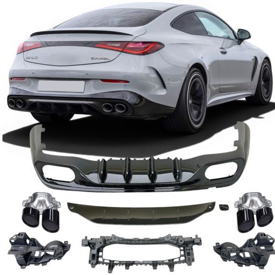 Diffuser + Uitlaatstukken (zwart) geschikt voor Mercedes CLE-Klasse AMG | 2023-2026