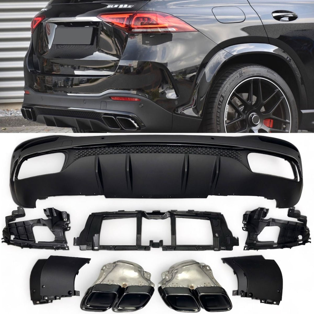 Sport Diffuser geschikt voor Mercedes V167 GLE-Klasse SUV met AMG-Line + uitlaatstukken zwart