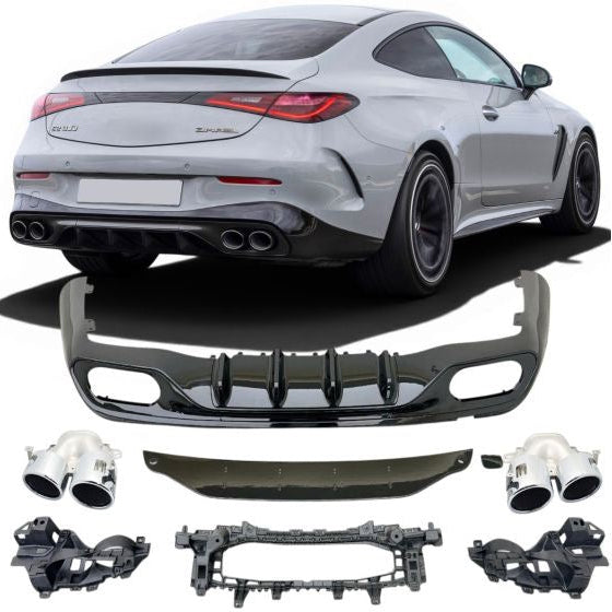 Diffuser + Uitlaatstukken (chrome) geschikt voor Mercedes CLE-Klasse + AMG-Line | 2023-2026