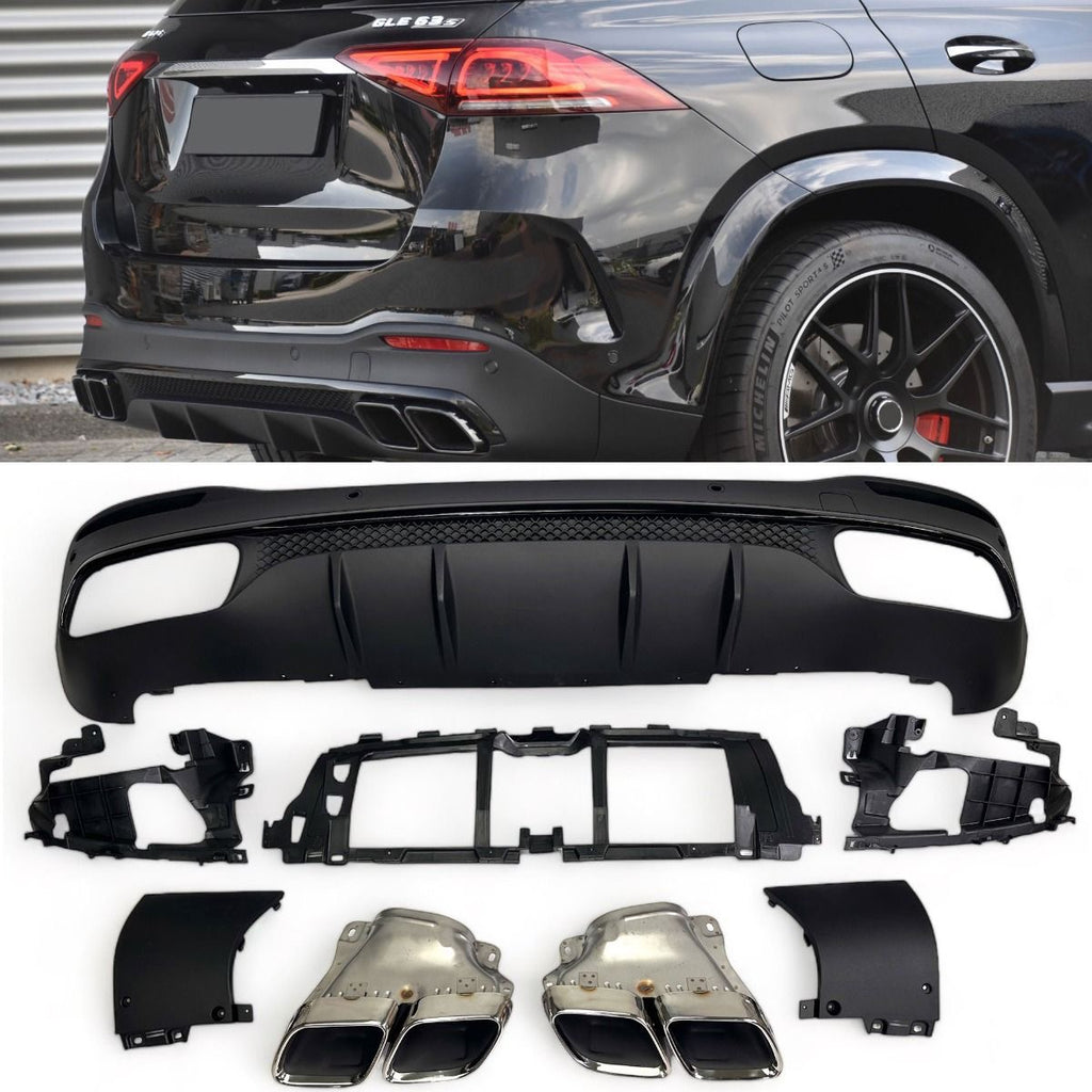 Sport Diffuser geschikt voor Mercedes V167 GLE-Klasse SUV met AMG-Line + uitlaatstukken chrome