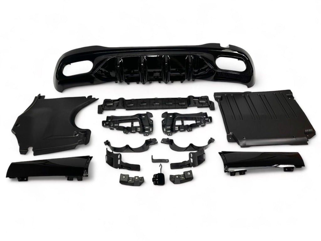 Sport Diffuser geschikt voor Mercedes C-Klasse W206 & S206 met AMG-Line + uitlaatstukken chrome