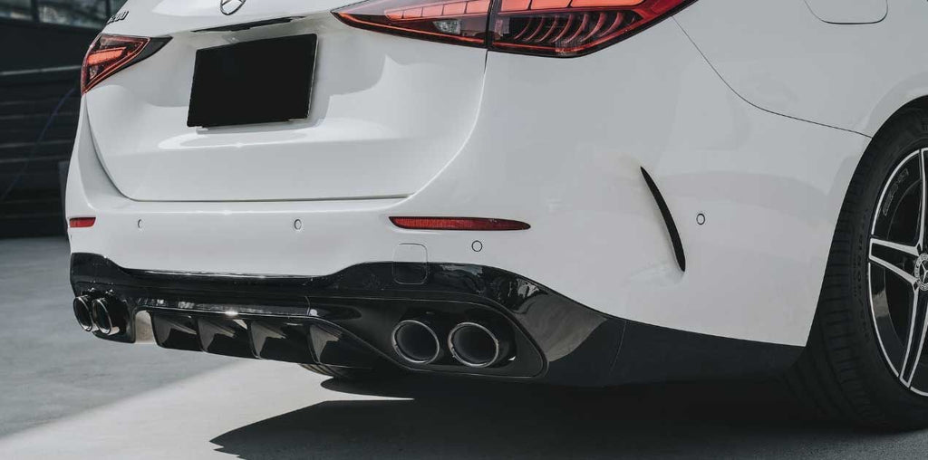 Sport Diffuser geschikt voor Mercedes C-Klasse W206 & S206 met AMG-Line + uitlaatstukken chrome