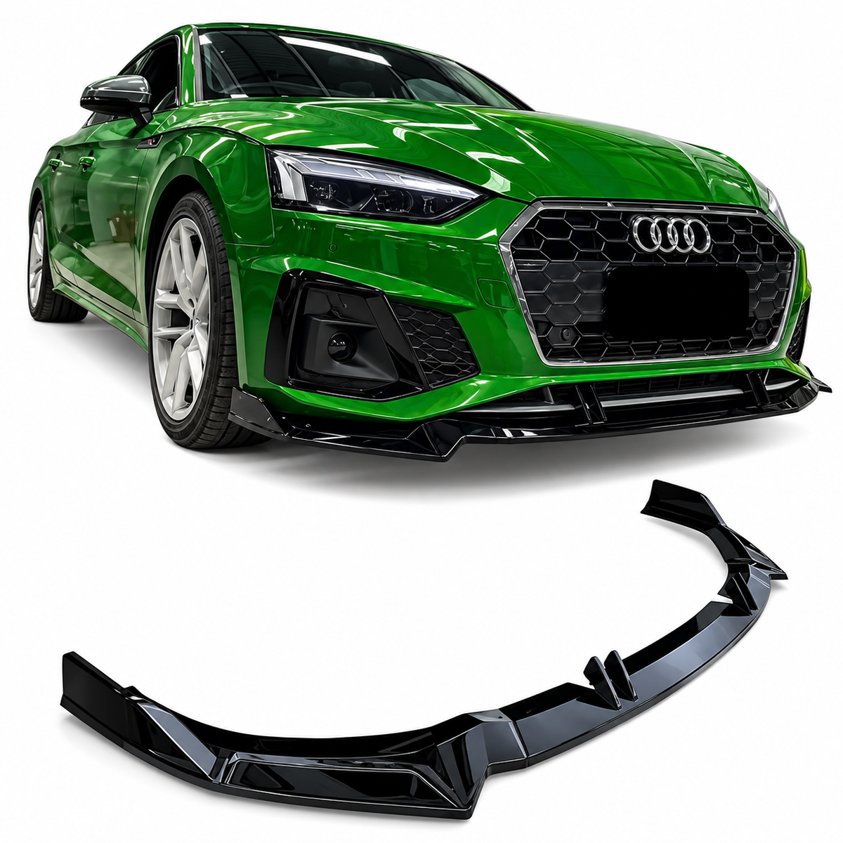 Audi A5 S5 S-Line frontspoiler hoogglans zwart 2020-2024 RS-groen