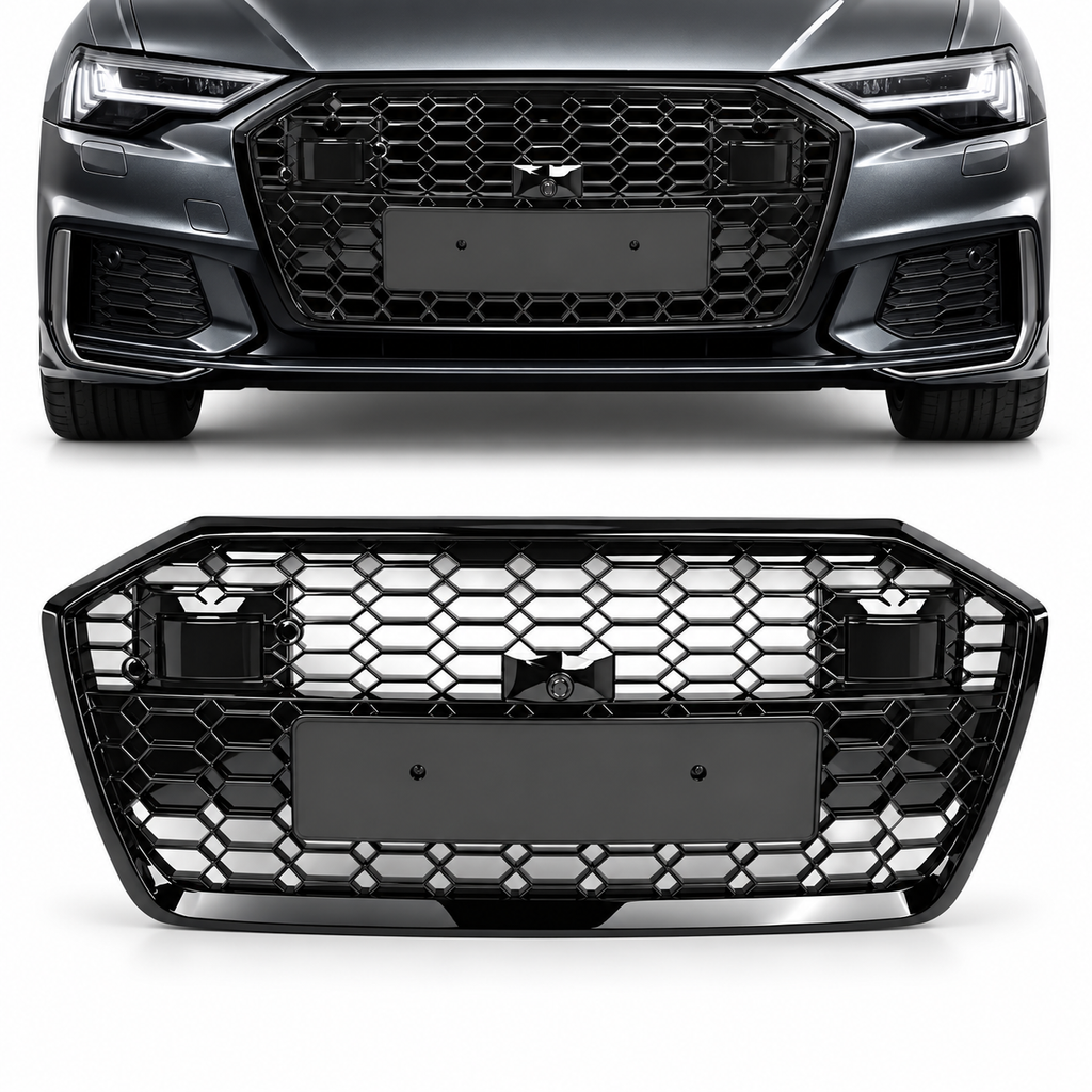 Audi A6 C8 2019–2022 honingraatgrille hoogglans zwart zonder embleem