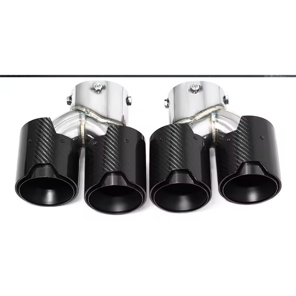 Carbonfiber vier uitlaatpijpen complete RVS set