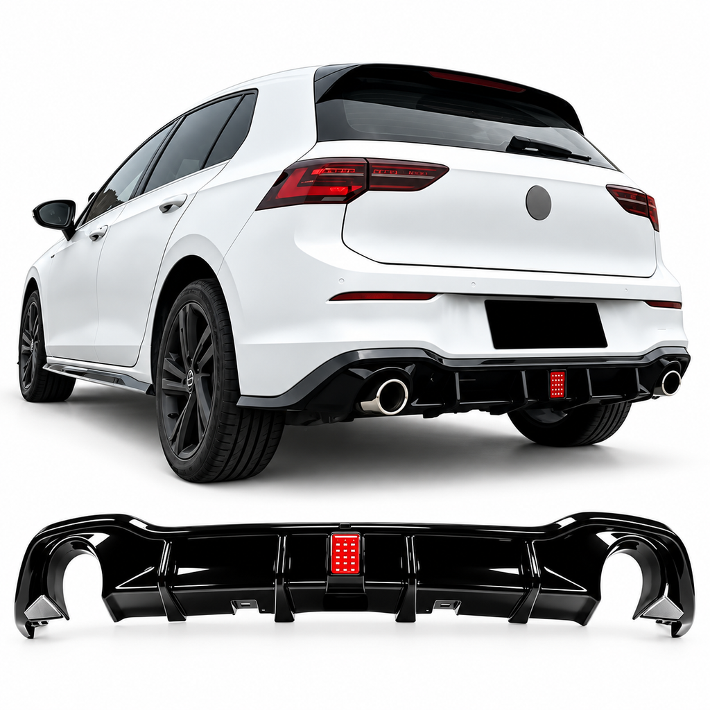 Golf 8 GTI GTE R-Line met hoogglans zwarte diffuser en losse diffuser