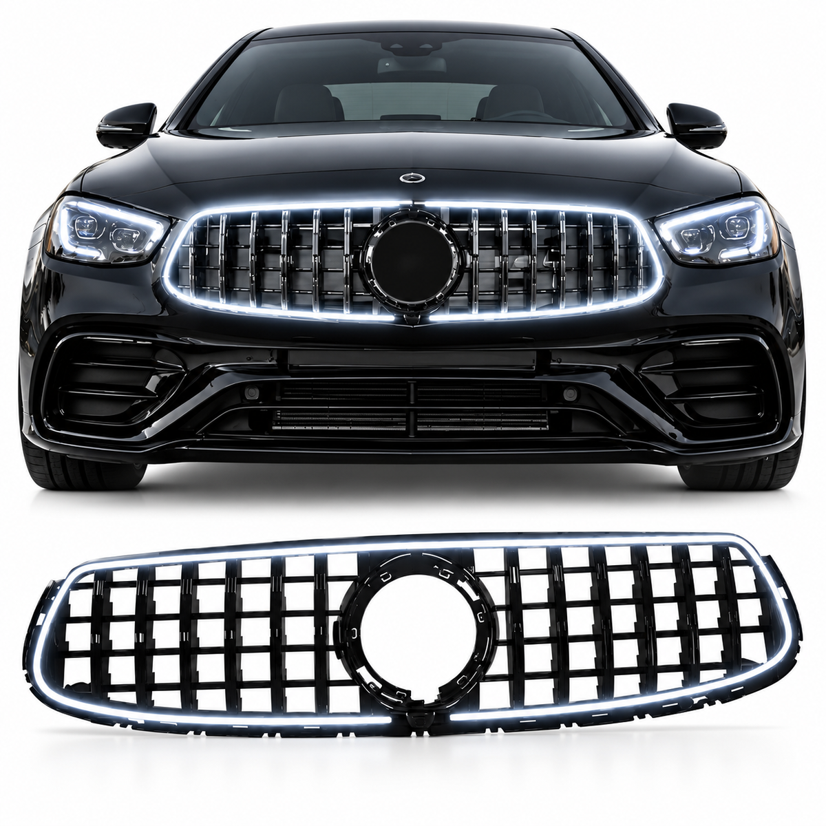 Panamericana grill met LED Mercedes GLC X253 Facelift Sport 2020–2022 met auto