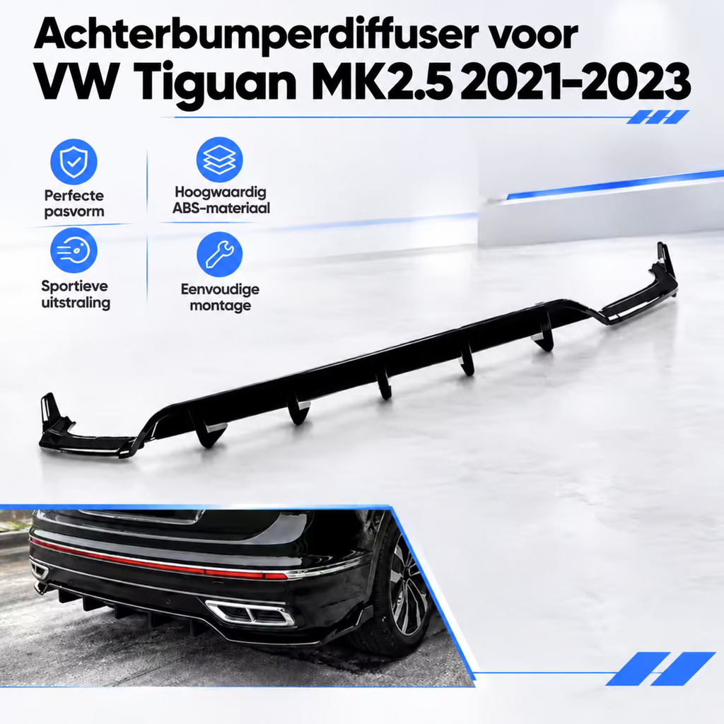 Volkswagen Tiguan MK2.5 facelift 2021–2023 zwarte diffuserlip R-Line stijl