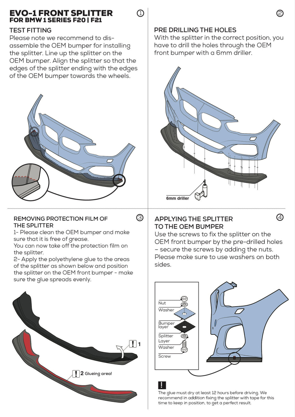 ZAERO Design front splitter BMW 1 Serie F20 F21 Pre-LCI