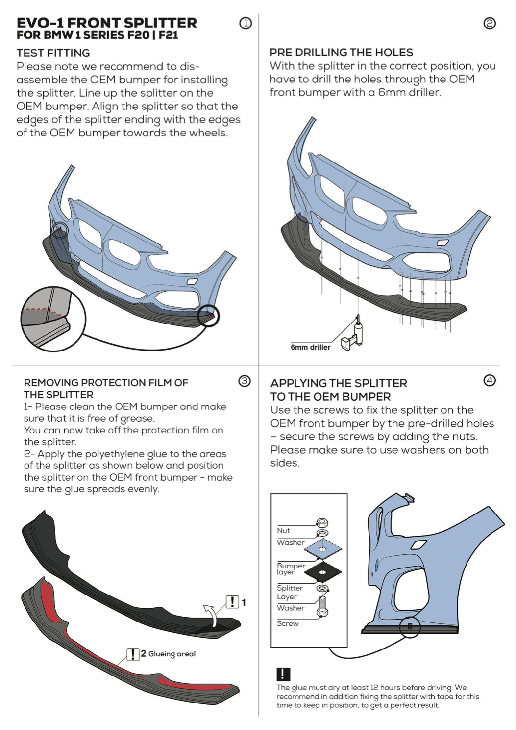 ZAERO Design front splitter BMW 1 Serie F20 F21 Pre-LCI